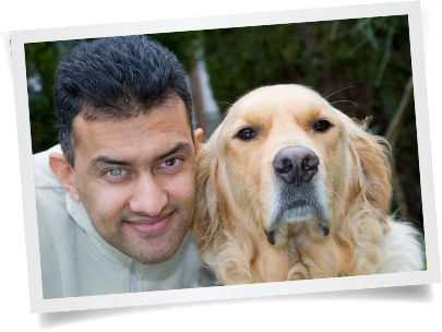 Pervez with his guide dog Grant